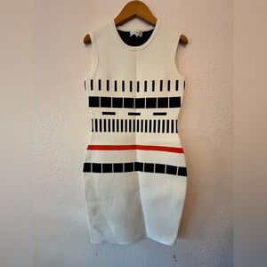 Narciso Rodriguez Black, White, and Red Midi Dress